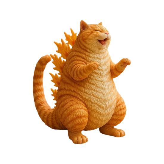 Dinosaur Cat Figurine Mini Roaring Cat Statue Collectible Resin Cat Ornament for Home Office Desk Shelf Decoration Cat Lovers Gift