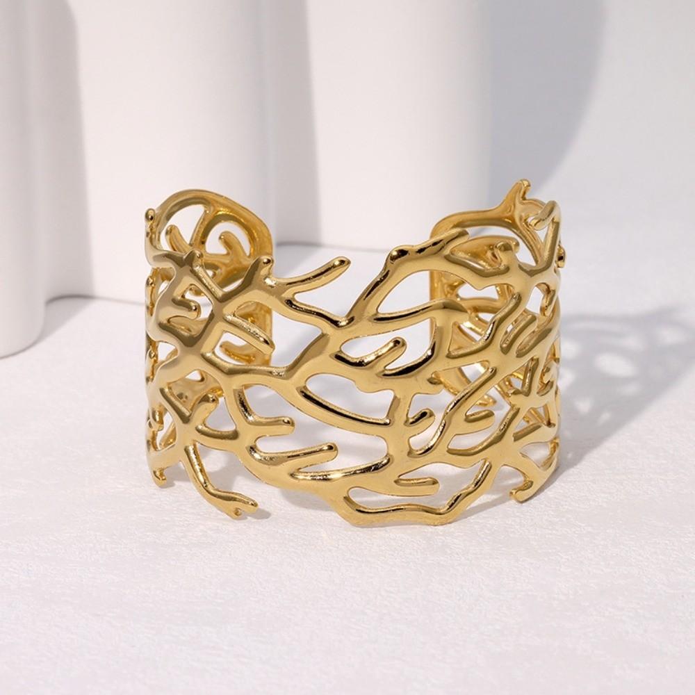 Tree Branch Pattern Coral Design Bracelet Armlet Women's Wrist Jewelry Metal Opening Bangle Daily