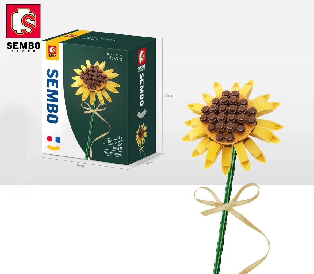 Non-Toxic Flower Bouquet Building Blocks Carnation Sunflower Daffodil Model Bricks Desktop Decoration Ornaments Kids Diy Toy Birthday Gift