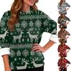 Women's Fashion Casual Long Sleeve Christmas Printed Round Neck Top Sweatshirt