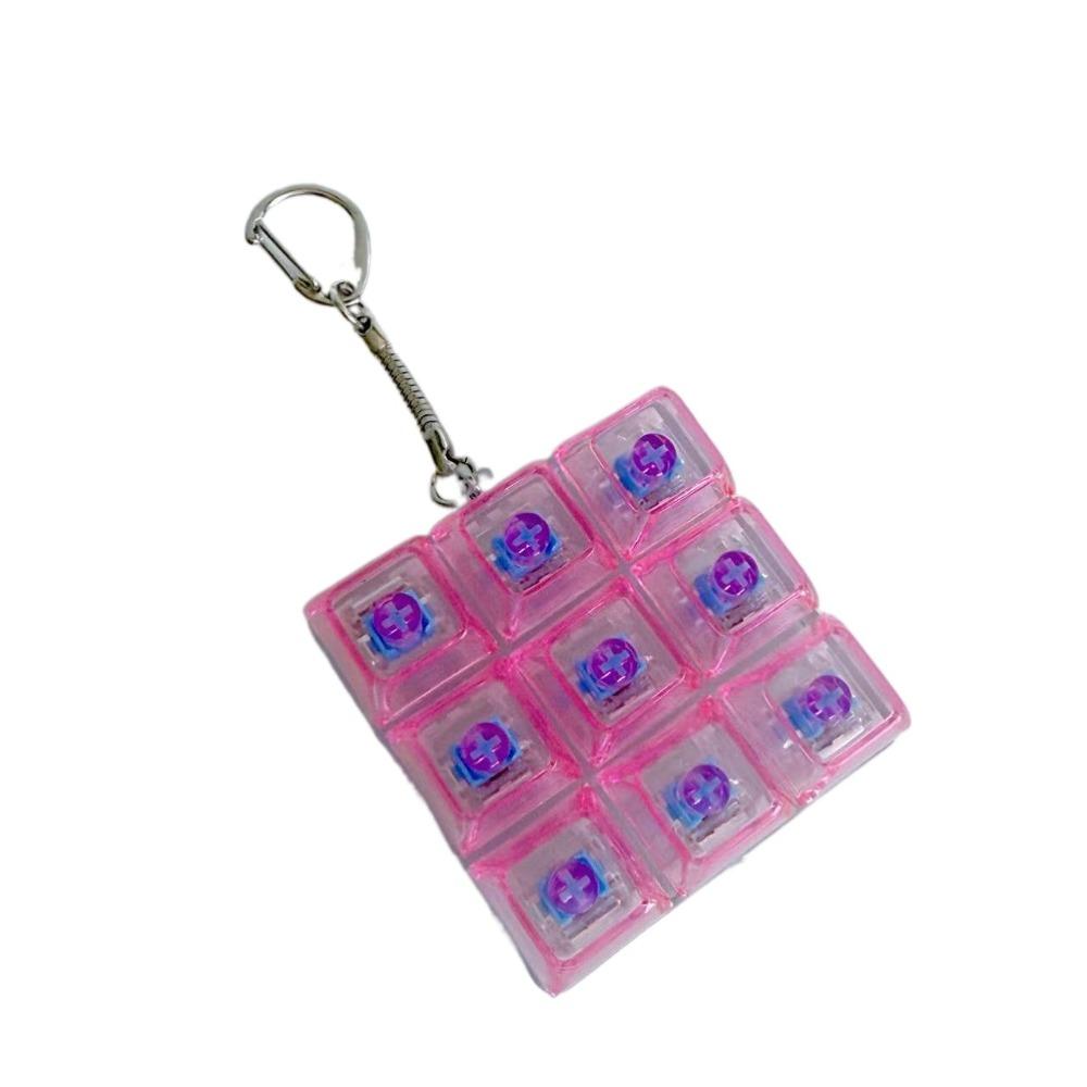 Clear Clicker Decompression Fidget Keychain Colorful Keycap Button Finger Clicker Toys Boys Girls