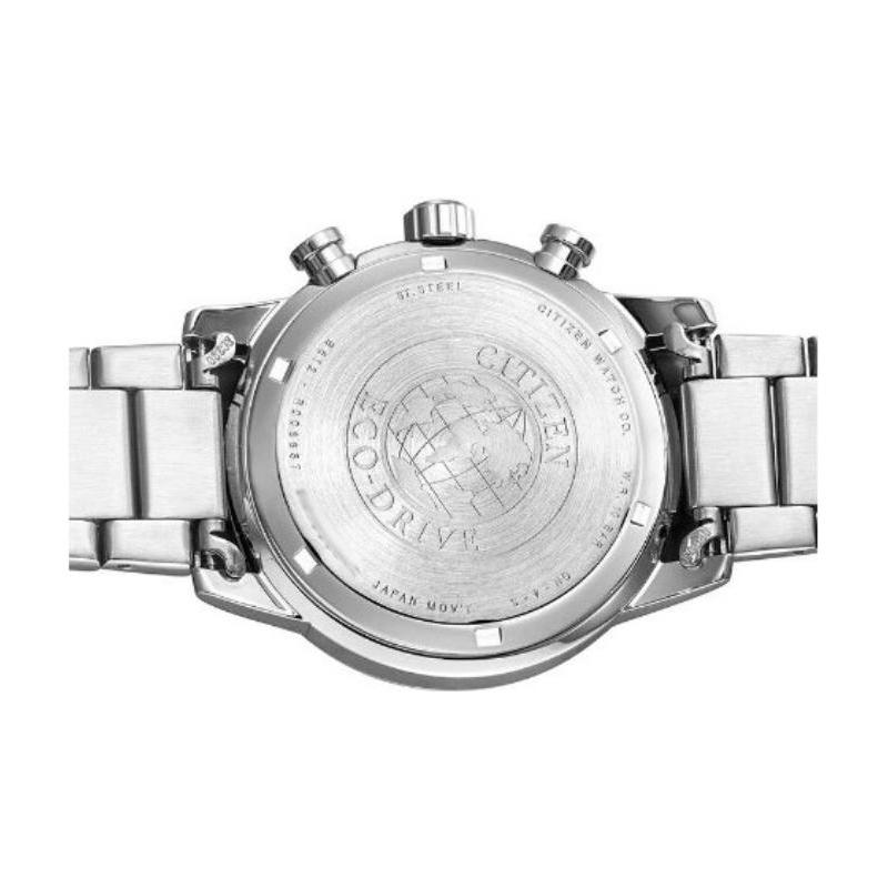 Citizen Серия Eco-Drive Хронограф Фото-привод Водонепроницаемые Фото-энергия Кварцевые Стальной Ремешок Мужские Часы Черный Циферблат CA0610-52E