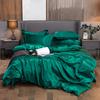 Summer Smooth Satin Duvet Cover Include Duvet Cover Flat Sheet and Pillowcases Smooth Bedding Set Silky Luxury Bedcloth Sets