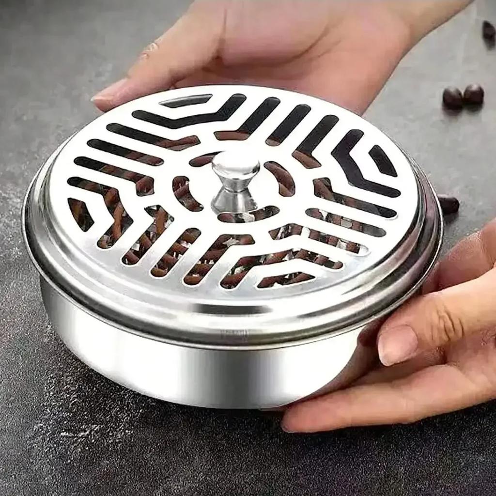 1PC Stainless Steel Mosquito Incense Box with Cover Mosquito Incense Plate Nail Teeth Mosquito Incense Tray Fire