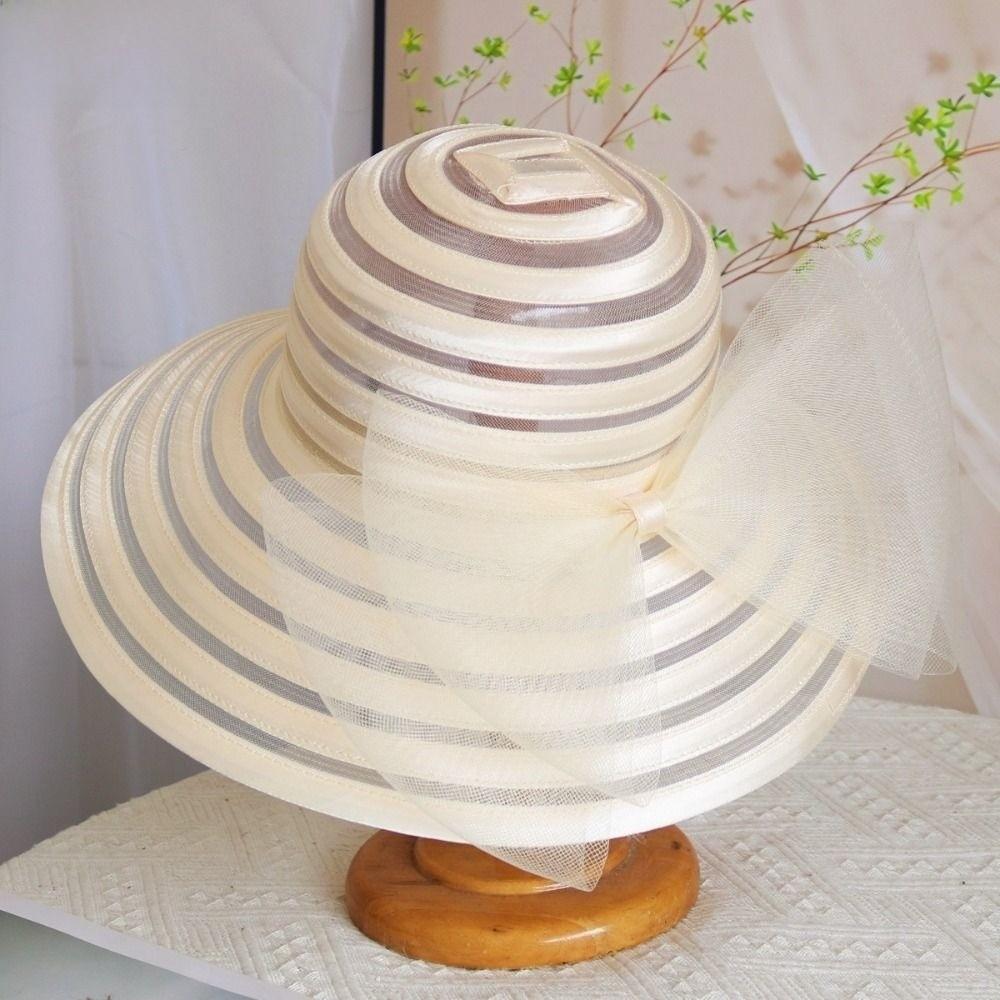 Ruffles Design Tea Party Cap Wide Brim Sun Hat Elegant Sunscreen Cap Dance Dinner