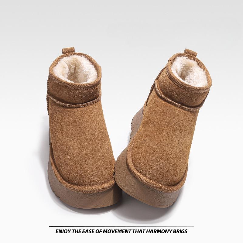 Зимние ботинки с толстой подошвой женские меховые короткие ботинки с подкладкой водонепроницаемые теплые хлопковые ботинки