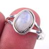 Natural Rainbow Moonstone Gemstone Handmade 925 Solid Silver Ring Size 9 W4R11