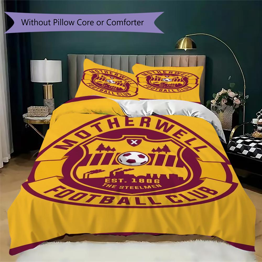 Motherwell FC Pattern Bedding uilt Set uilt Cover Pillowcase Home Decoration Birthday Gift (1 * duvet cover + 2 * pillowcase without core)