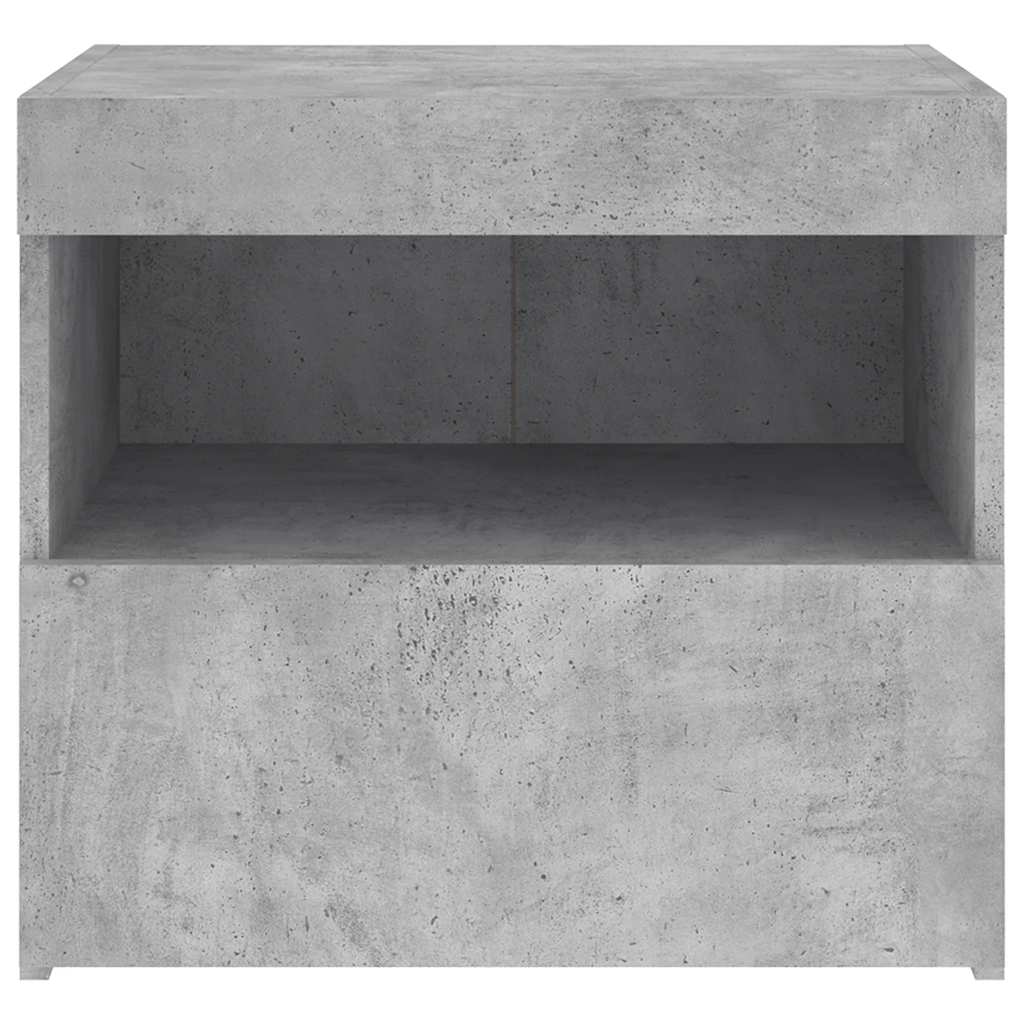 Nightstand with LED Lights Concrete Grey 50 x 40 x 45 cm