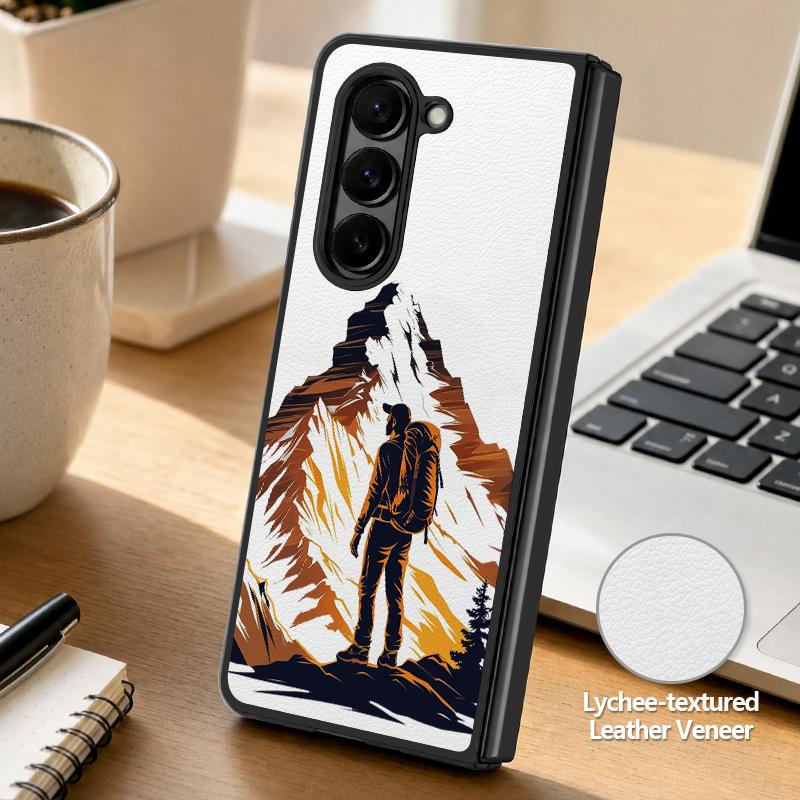 Чехол «Горный пейзаж» для Samsung Galaxy Z Fold 8 Ultra 7 6 5 Fold8 Fold7 Fold6 Роскошная кожаная накладка Жесткая складная крышка для телефона