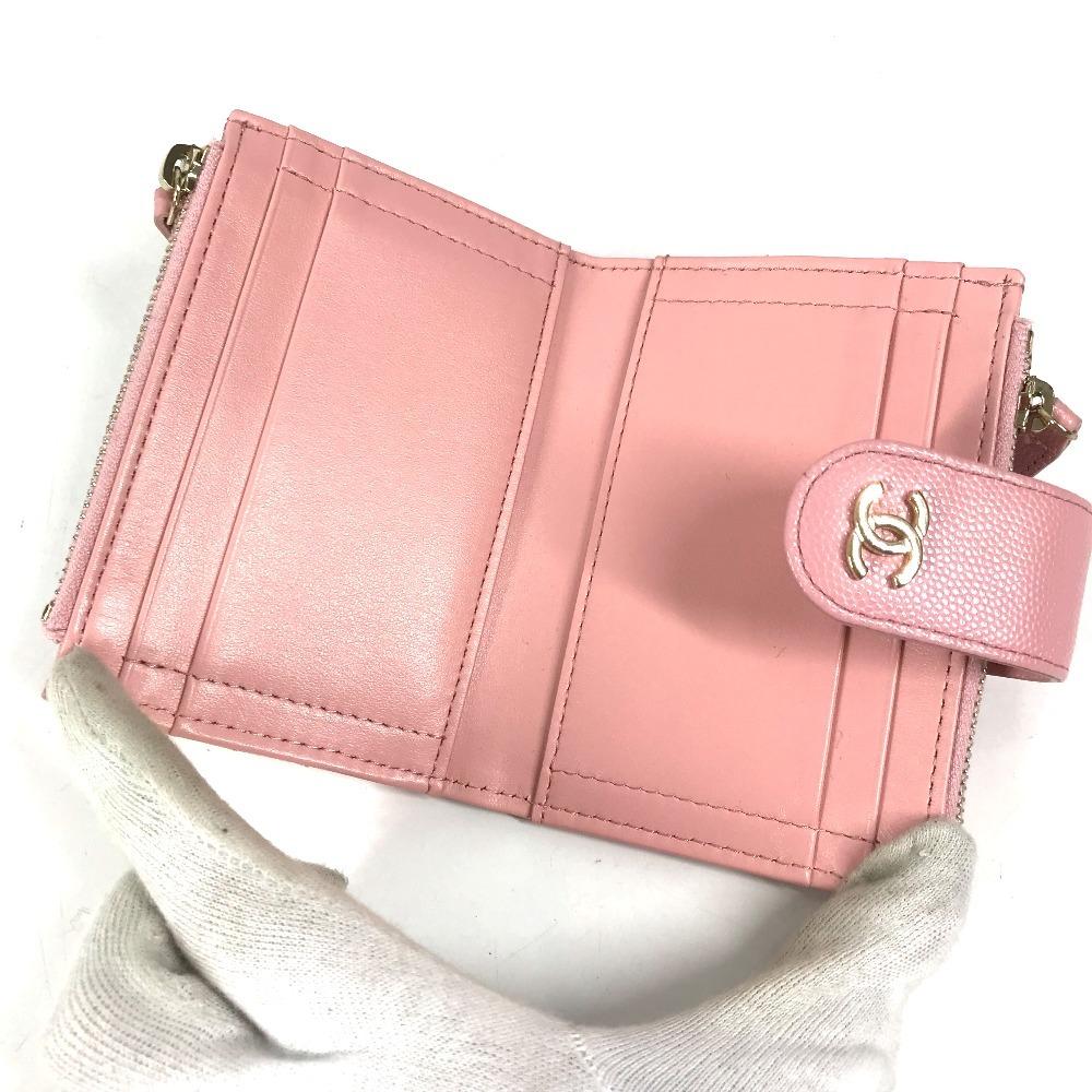 CHANEL  AP1928 CC Logo Quilted Matelasse Double Zip Card Case Compact Wallet