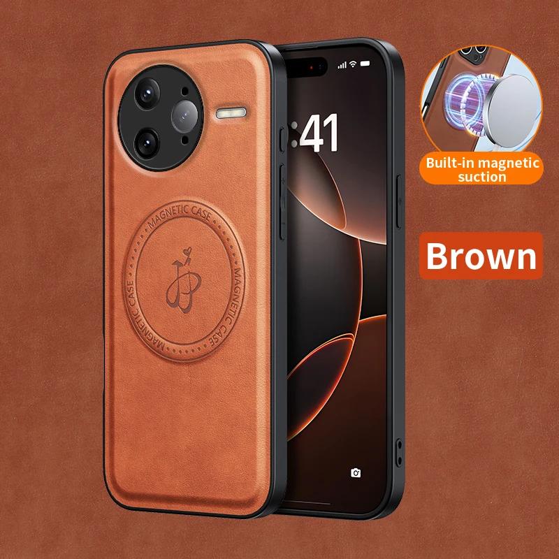 Беспроводная зарядка Магнитный чехол для Xiaomi Poco F7 Pro / F7 Ultra Защитная крышка PU кожа Жесткая задняя крышка Coque