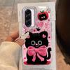 Case For Samsung Galaxy A56 A36 A16 A25 A35 A26 S25 S24 Plus Ultra FE 5G Phone Cover Pink Cartoon Letter Cat For Samsung A55 Bag