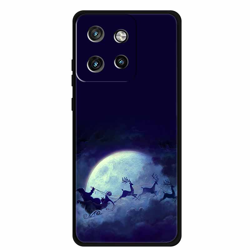 Christmas Cover For Motorola Moto G75 5G Black Silicone Cases TPU Santa Claus Christmas Tree Cover Deer For Moto G75 5G TPU case