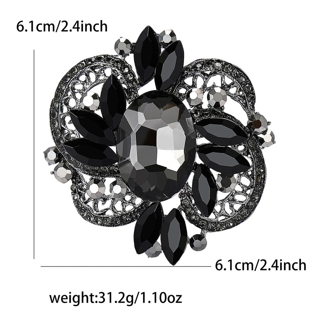 Fashion Personality Alloy Medium Glass Brooch Light Luxury Exaggerated Women'S Dress Coat Corsage Jewelry Pin