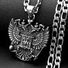 Русский двуглавый орел Национальный символ Герб Кулон Ожерелье для Женщин Мужчин Серебряный Цвет Нержавеющая сталь Цепь Украшения