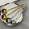 Korean Gold 304 Stainless Steel Round Spoon – Long Handle Bibimbap & Dessert Spoon