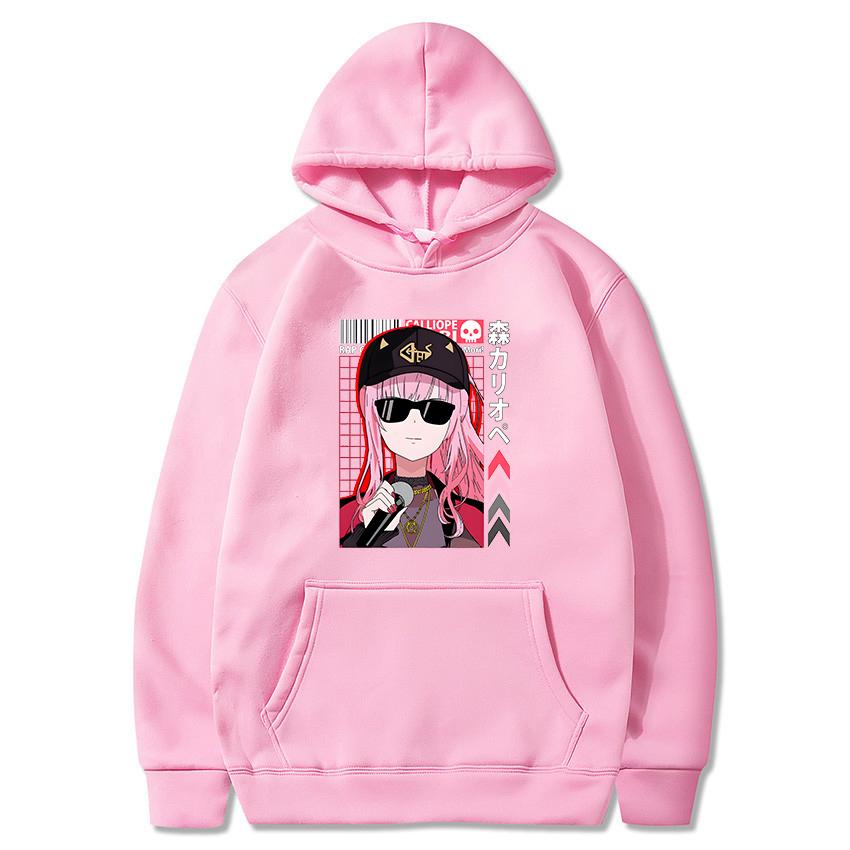 Худи с мерчем Hololive VTuber Calliope Mori для мужчин и женщин, с капюшоном, с длинным рукавом, пуловер, оверсайз, толстовка