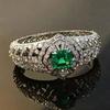 Aesthetic Women Rings for Wedding Gorgeous Green Cubic Zircon Female Rings Anniversary Party Temperament Elegant Jewelry