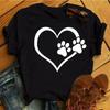 2025 Fashion Cartoon Colorful Heart Dog Paw Printed T-shirt 90s Fashion Casual Women's Short Sleeve Plus Size T-shirt Unisex