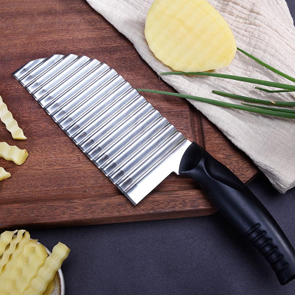 Нож для фигурной нарезки овощей и картофеля, Нож с волнистым лезвием для нарезки огурцов, моркови, фруктов, Нож из нержавеющей стали для картофеля фри