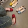 Flat Shoes Bow Women's Shoes Red Small Single Shoes Ballet Shoes Spring and Summer New Ladyshoes Soft-soled Shoes Women
