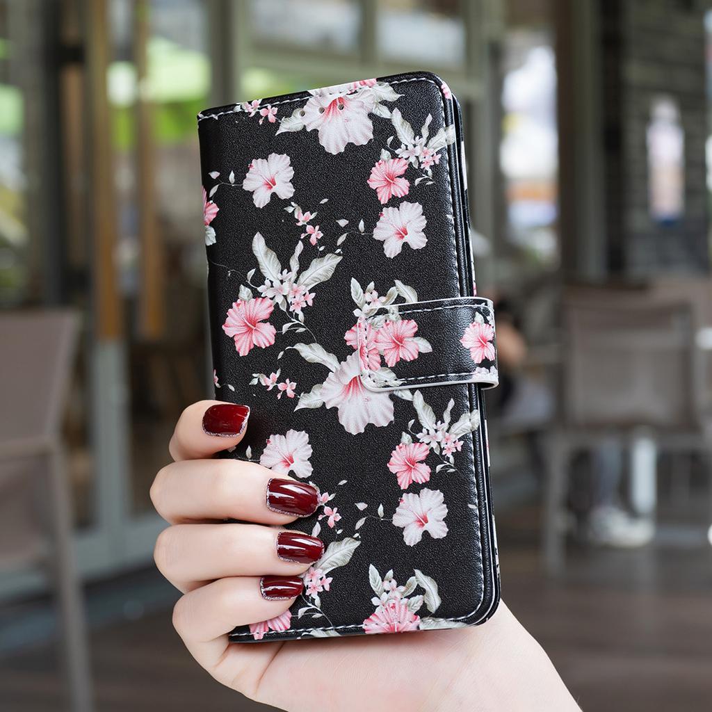 Кожаные чехлы для серии Motorola с рисунком цветов и бабочек, из ПУ, защитная откидная крышка с держателем для карт, магнитная застежка, подставка для Moto G05/E15/G15/G75
