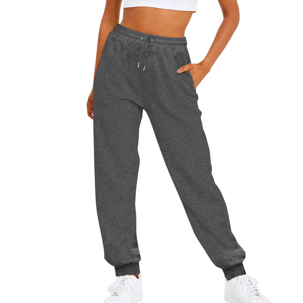 Women's Sweatpants Solid Color Waist Joggers Loose Fit Fleece Sweatpants Streetwear Gym Workout Running Pants