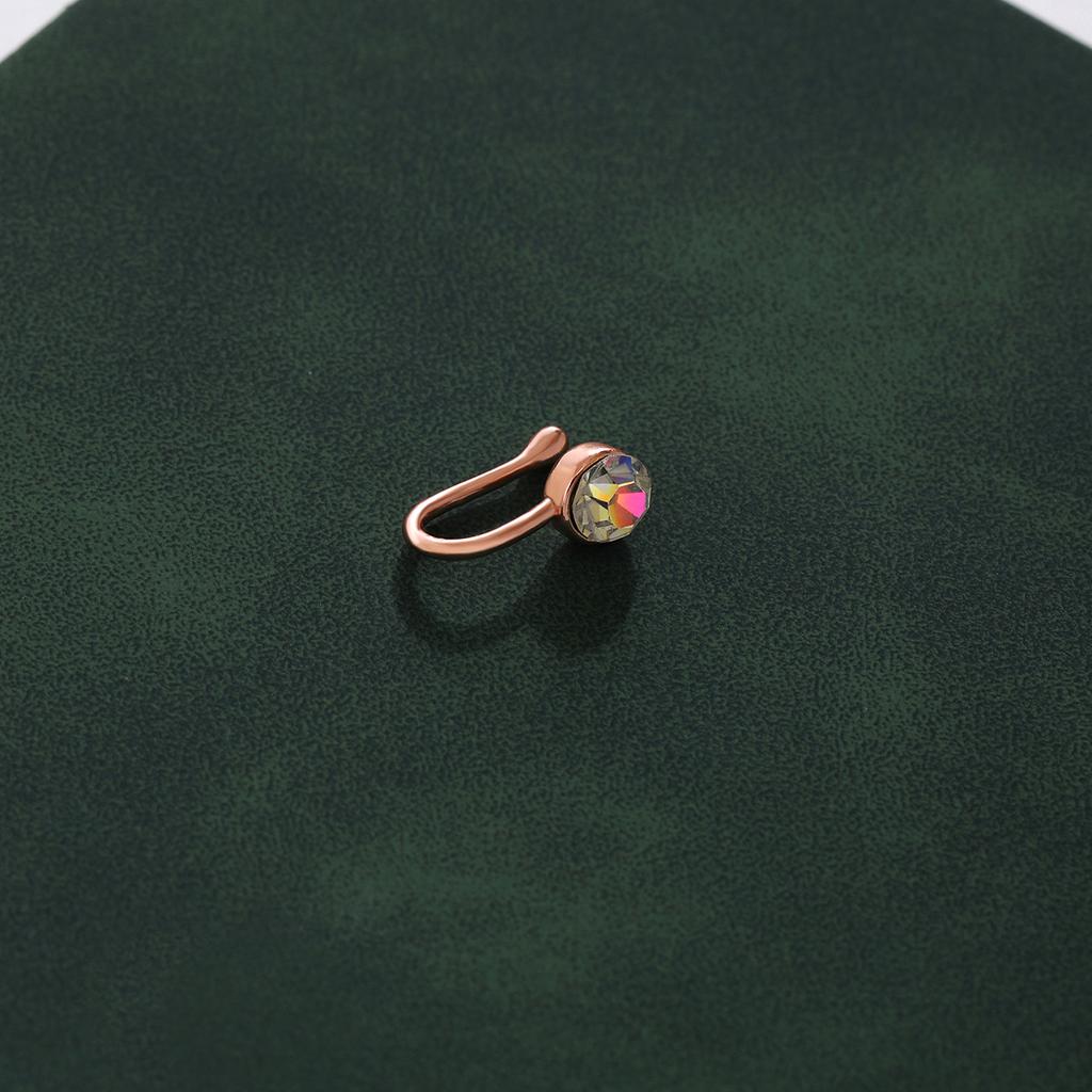 Персонализированный неперфорированный U-образный зажим для носа, простой и изящный бриллиантовый лист розы, ювелирное украшение, пирсинг для носа