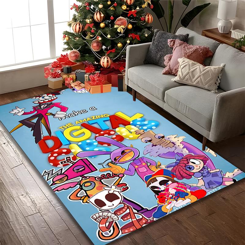 The Amazing Digital Circus Carpet, Non-slip Office Chair Rug, Digital Print Home Area Rug, Unique Festival Decorations