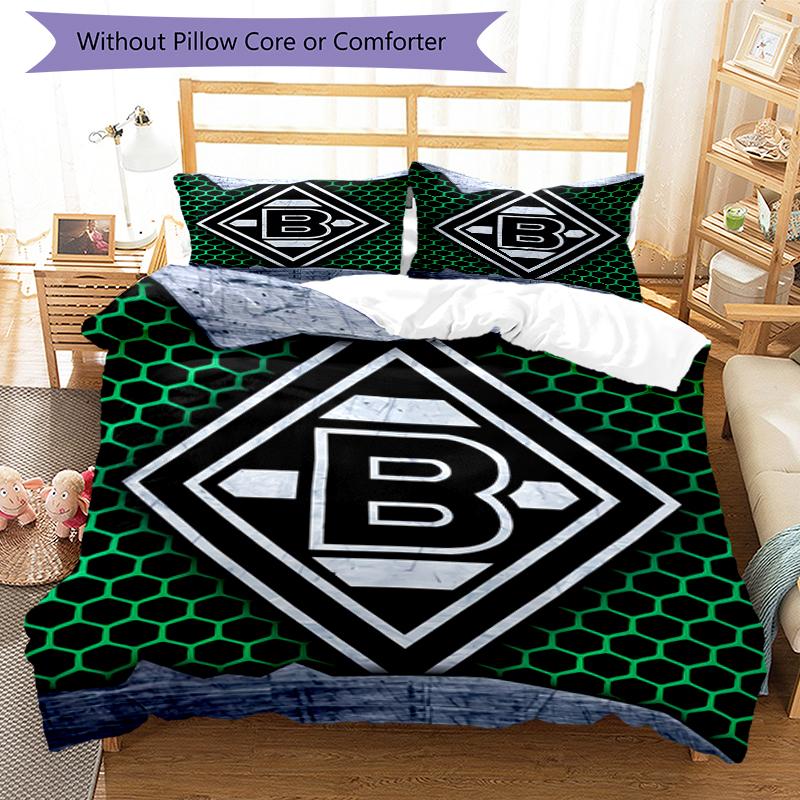 3pcs Borussia Mönchengladbach LOGO pattern bedding set duvet cover set includes duvet cover &pillowcases, perfect all season bedroom decoration & gift