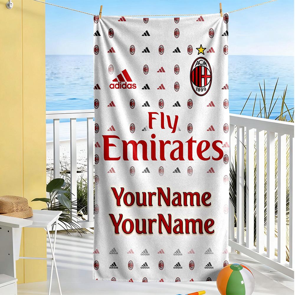 Ac Milan Personalized Name Beach Towel High Absorbency & Quick-Dry Portable for SwimmingBeachCamping Travel Beach AccessoriesGym