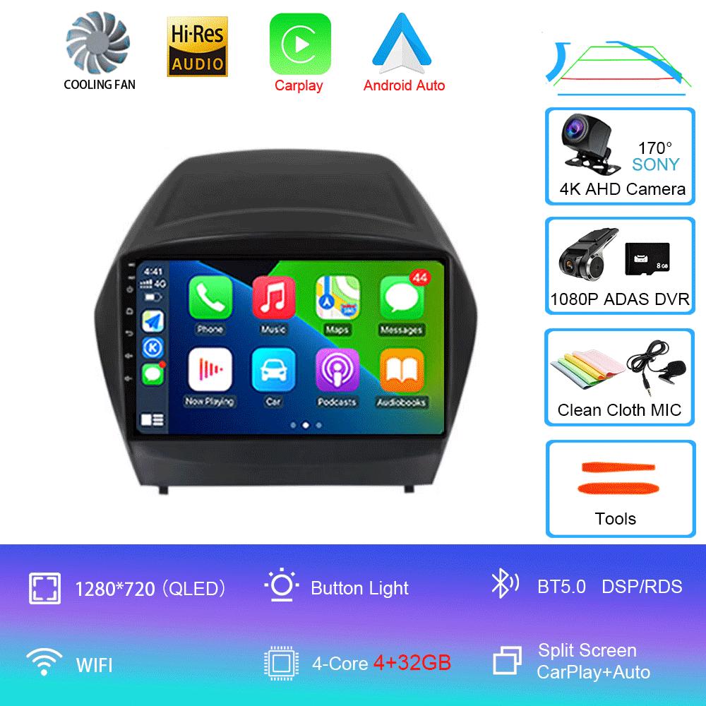 Автомобильный радиоприемник Android 14 Carplay Auto Multimedia Player для Hyundai Tucson 2 LM IX35 2009-2015 Автомагнитола GPS Стерео 2din Головное устройство