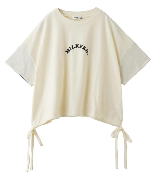 Milkfed Casual Colored Sleeve Edge Short Off White Women's Top,
