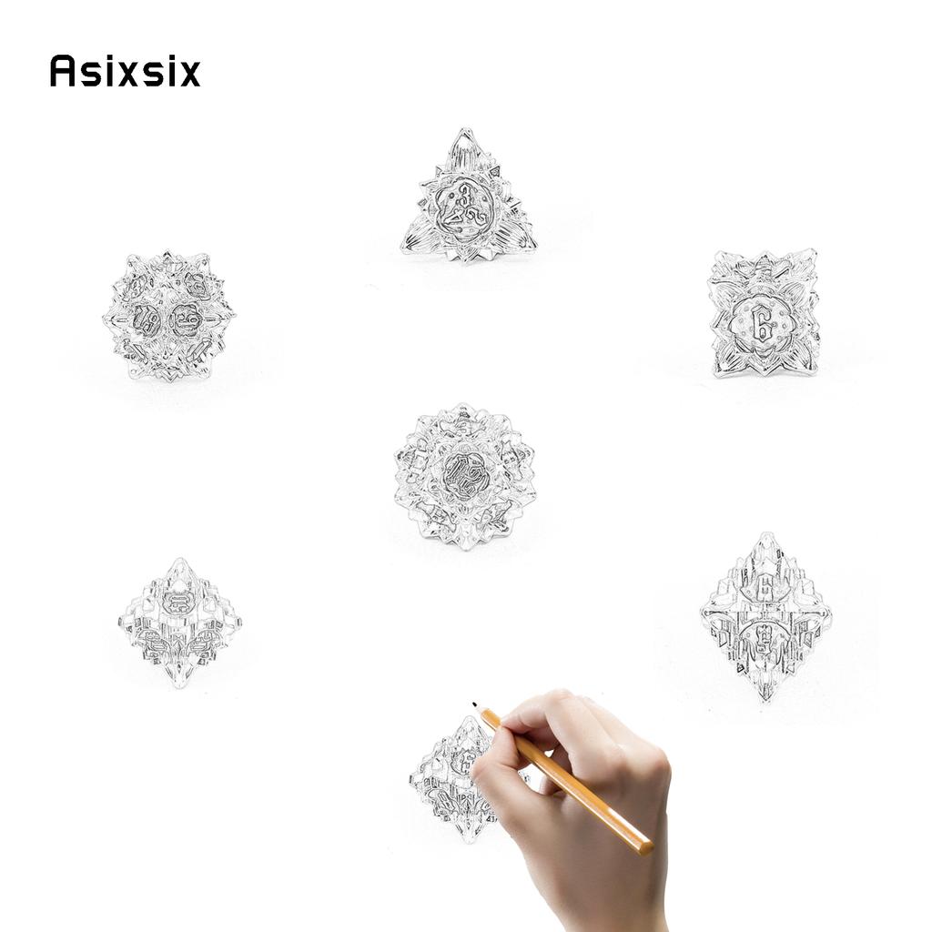 7 Pcs Green Yellow Lotus Flower  Metal Dice Solid Metal Polyhedral Dice Set Suitable for Role-Playing RPG  Board Game Card Game