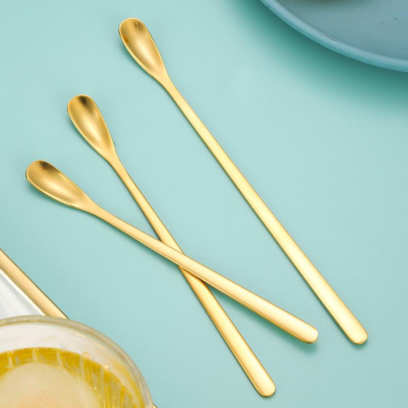 Ложка из нержавеющей стали для кофе, мороженого, десерта, чая, ложка для размешивания, для пикника, кухонные принадлежности, барные инструменты, ложка с длинной ручкой