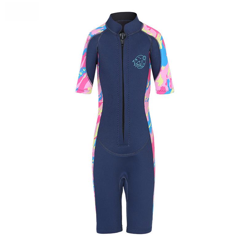 2.5mm Kids' Short-Sleeve Diving Suit: Unisex, Thickened, Cold-Proof, Warm, Sun-Protective, One-Piece for Diving and Surfing