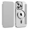 Чехол для iPhone 14 Pro, Совместимый с MagSafe, Блокировка RFID, Слоты для карт, Полностью закрывающий, ТПУ, Гальваническое покрытие, Прозрачная задняя крышка, Чехол-книжка с защитной пленкой для объектива