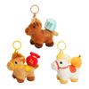 Fluffy Keychain Pendant Plush Horse Zodiac Key Chain with Lucky Bag Orange Decoration Backpack Keys Desktop Ornament
