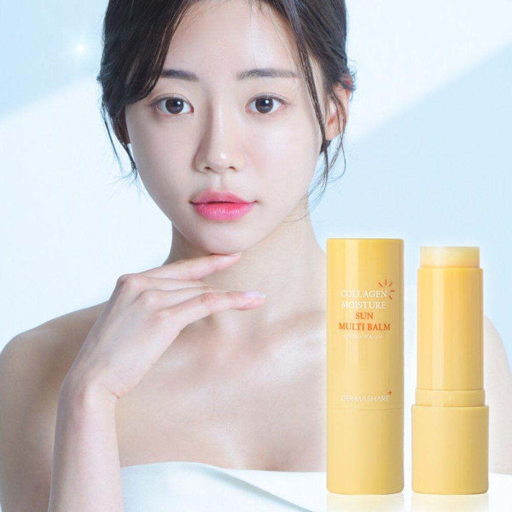 DERMASHARE Коллагеновый Увлажняющий Солнцезащитный Мульти-Бальзам 11г 6шт (Увлажняющий Увлажняющий УФ-крем для отбеливания морщин Glow Wrinkle Sun Stick)