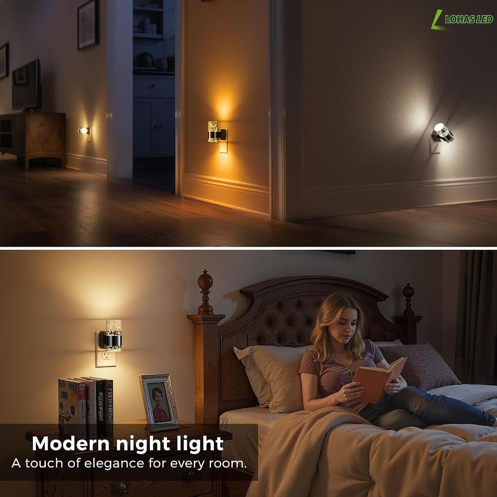 L LOHAS LED Night Lights Plug into Wall 2 Pack, Dimmable Night Light