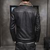 New Men Leather Jacket Lapel Middle-aged Men Fleece-lined Thickened Fur Winter Fashion Faux Leather Coat Zipper Jacket