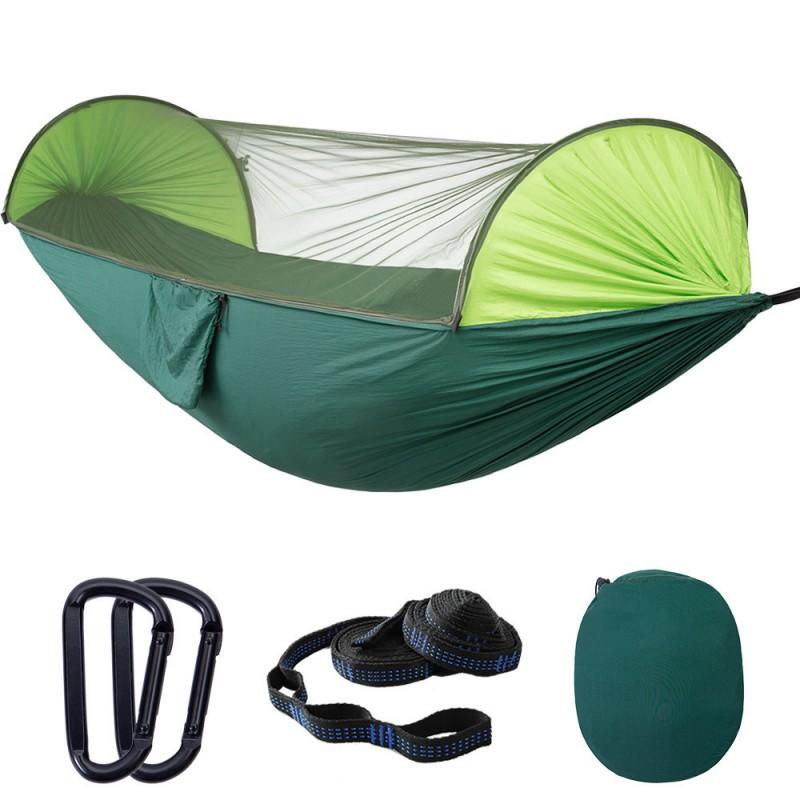 Portable Nylon Hammock With Mosquito Net Canopy Camping Hiking Outdoor Relaxation