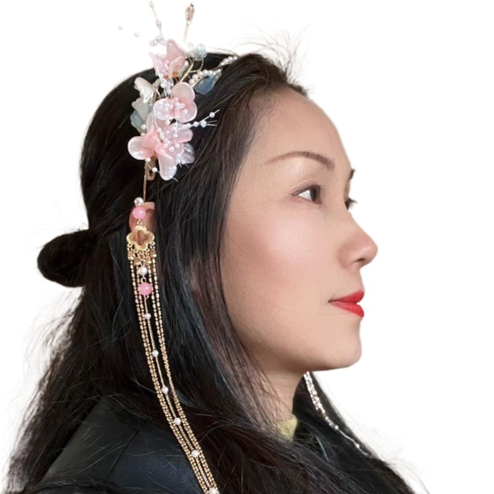 Flower Chinese Ancient Hairband Beads Swaying Fairy Headwear Wedding Ceremony