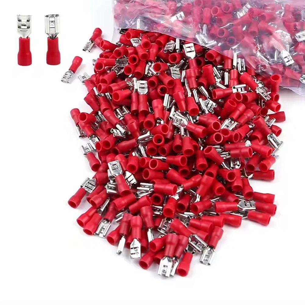 100 шт. FDD1.25-187 изолированный разъем для плоских проводов 0,5-1,5 мм² красные гнездовые разъемы