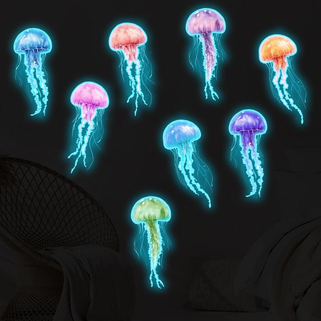 Синие светящиеся наклейки «Волшебные медузы» для украшения детской комнаты