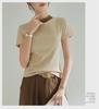 Chic French Style Slim Fit Short-Sleeve T-Shirt for Women - High Elastic, Cool Touch, Round Neck, Spring/Summer 2025