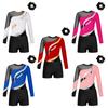 Girls Kids Sequin Metallic Gymnastics Leotard with Shorts Dance Unitard Biketards Dancewear