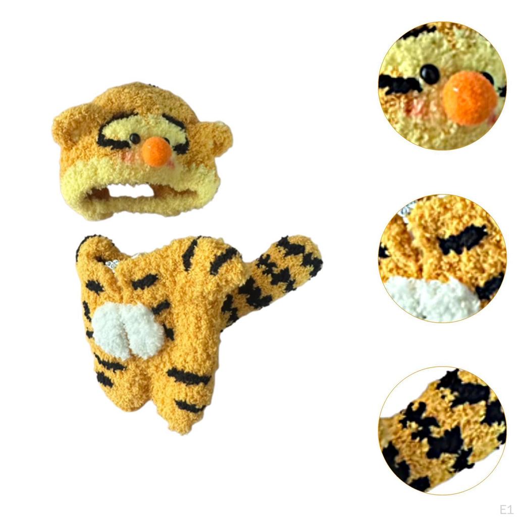 Мягкая кукольная одежда для кукол ростом 15-17 см, мягкая кукольная одежда, комбинезон тигра с шапкой, мягкие костюмы