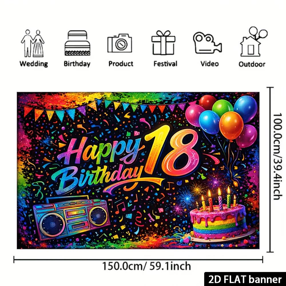 2D plane, 1 piece - 18th birthday colorful theme background cloth, for photography shooting and live streaming backgroun